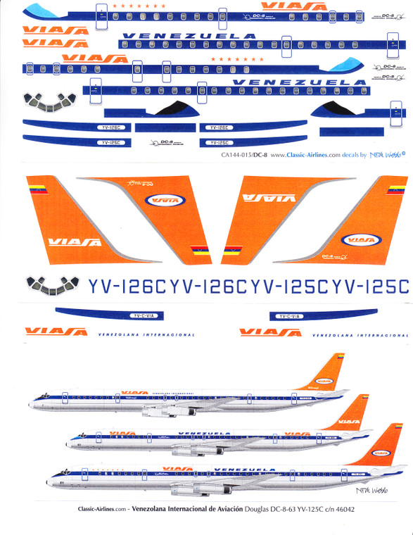1/144 Scale Decal Viasa DC-8