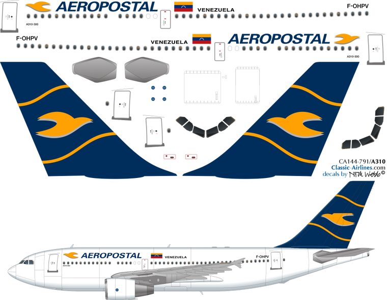 1/144 Scale Decal Aeropostal A-310