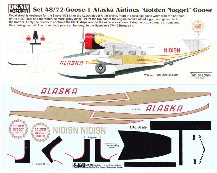 1/48 Scale Decal Alaska Airlines Goose