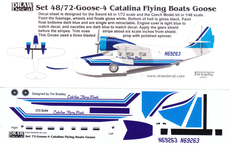 1/72 Scale Decal Catalina Flying Boats Goose