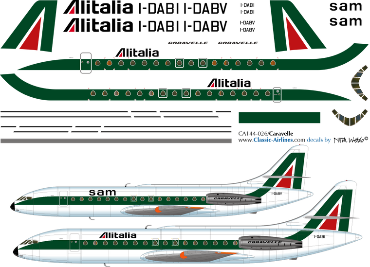 1/144 Scale Decal Alitalia Caravelle