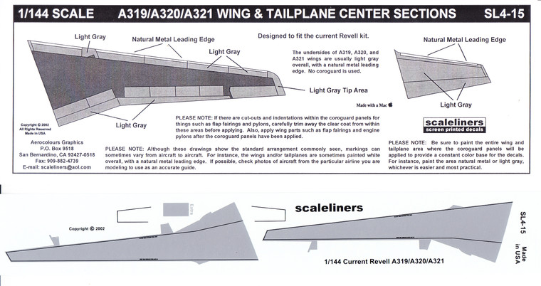 1/144 Scale Decal Coroguard A-319 / A-320 / A-321
