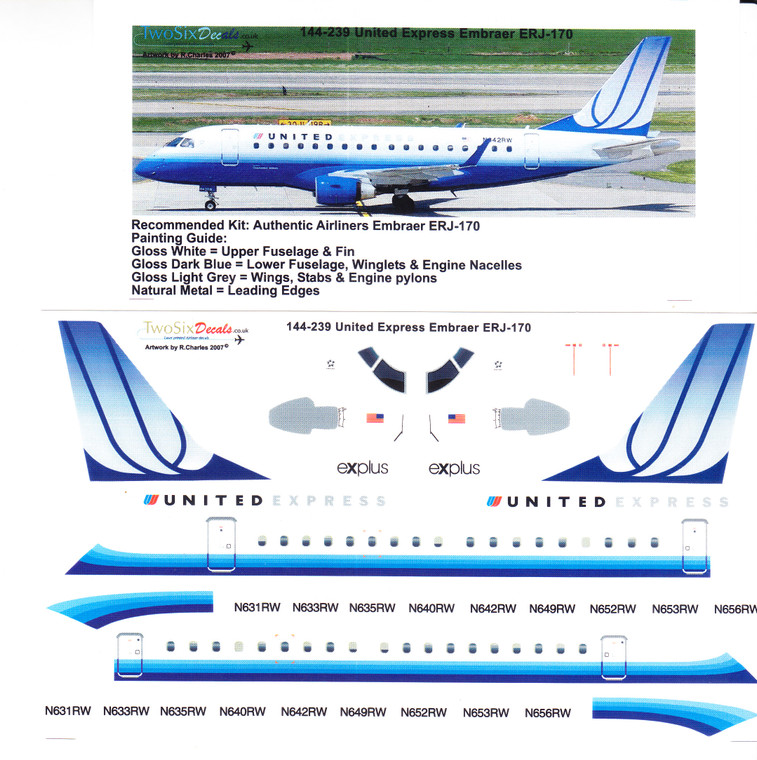 1/144 Scale Decal United Express ERJ-170