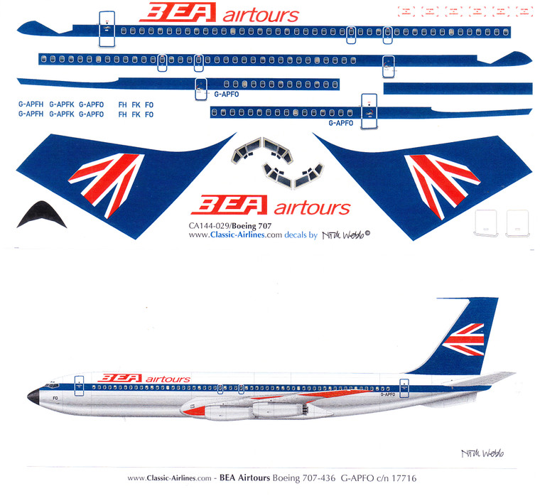 1/144 Scale Decal BEA Airtours 707