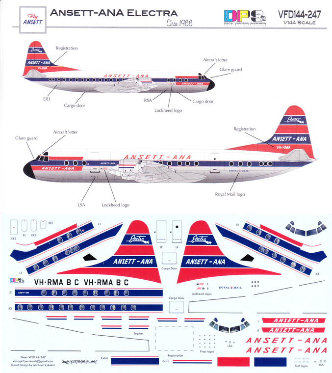 1/144 Scale Decal Ansett-ANA Electra