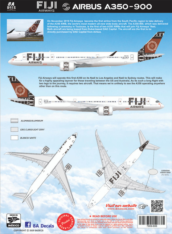 1/144 Scale Decal FIJI Airways A350-900