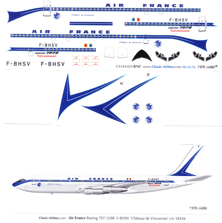 1/144 Scale Decal Air France 707 Delivery