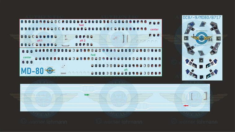 1/144 Scale Decal MD-80 Lifelike Cockpit & Windows w/ Doors