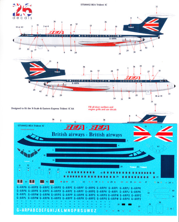 1/144 Scale Decal BEA Trident 1C