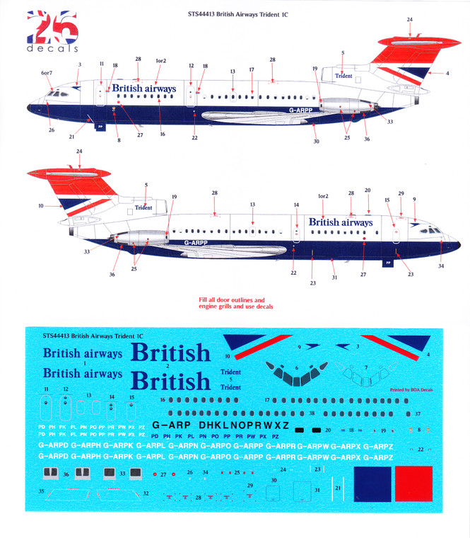 1/144 Scale Decal Britsh Airways Trident 1C