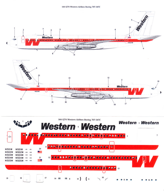 1/144 Scale Decal Western Airlines 707-347C