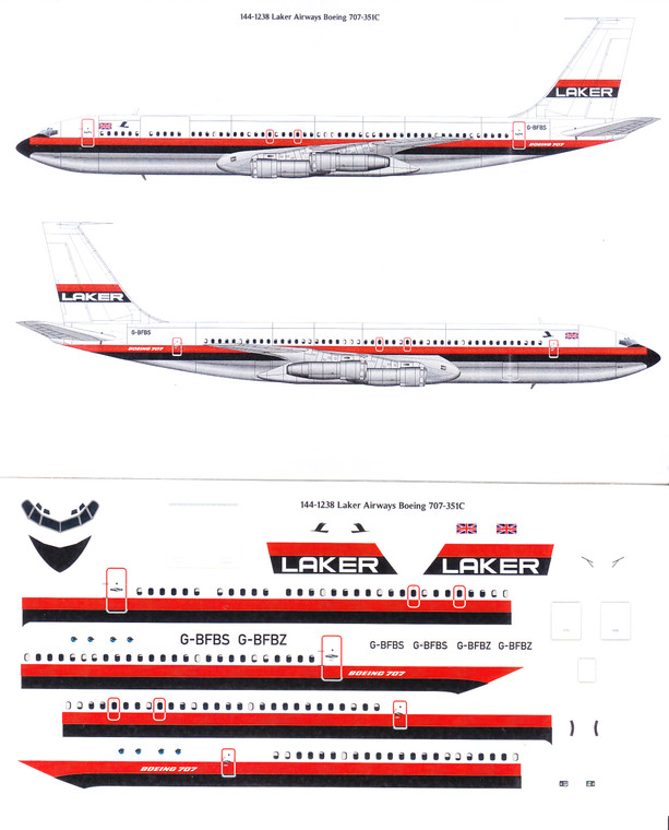 1/144 Scale Decal Laker Airways 707-351C