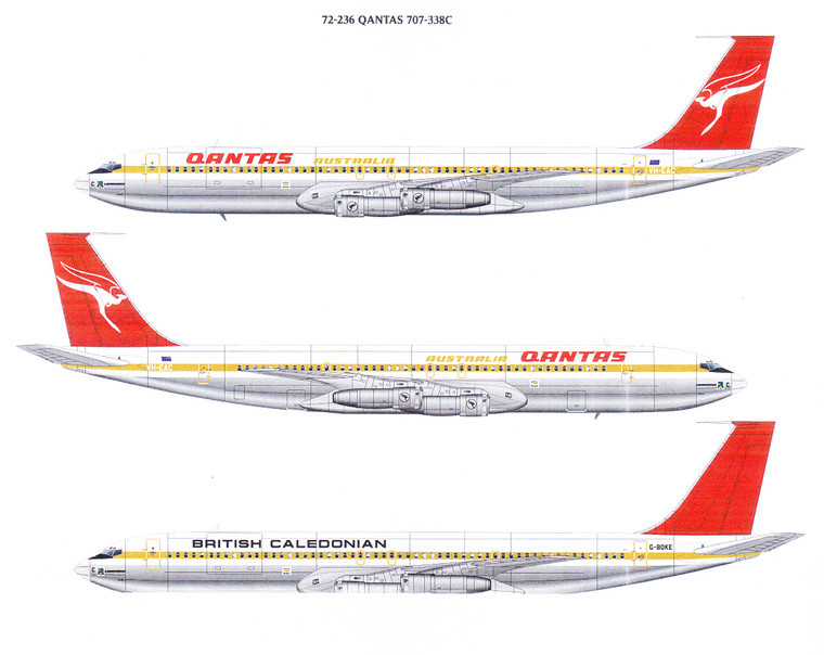 1/72 Scale Decal Qantas Airways 707-338C