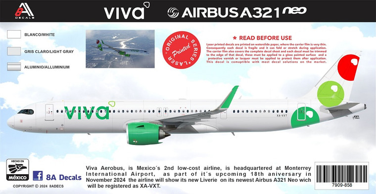 1/144 Scale Decal Viva Airbus A-321LR