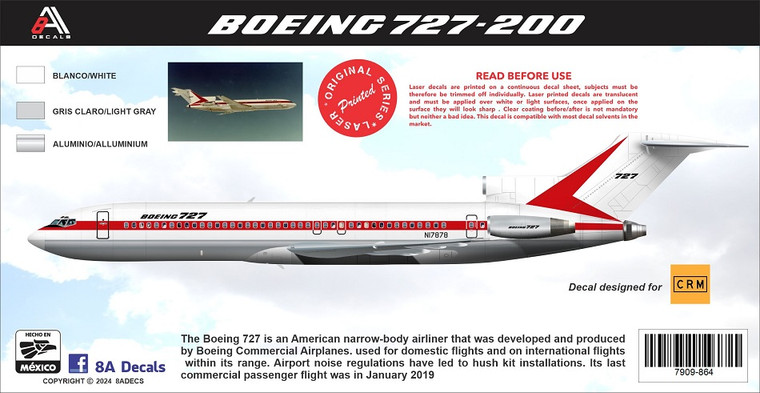 1/144 Scale Decal Boeing 727-200 Prototype