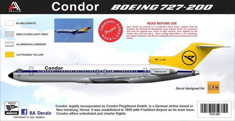 1/144 Scale Decal Condor 727-200
