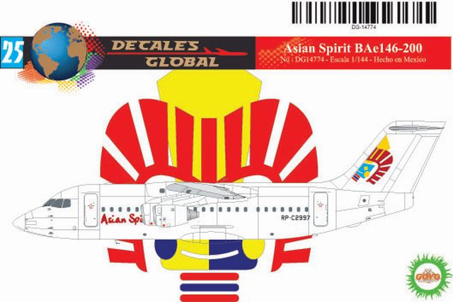1/144 Scale Decal Asian Spirit BAe 146-200