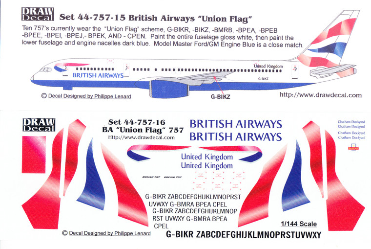1/144 Scale Decal British Airways 757 Union Flag