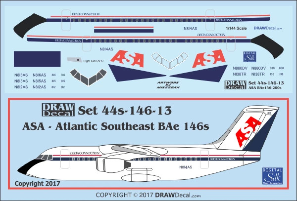 1/144 Scale Decal ASA BAe-146