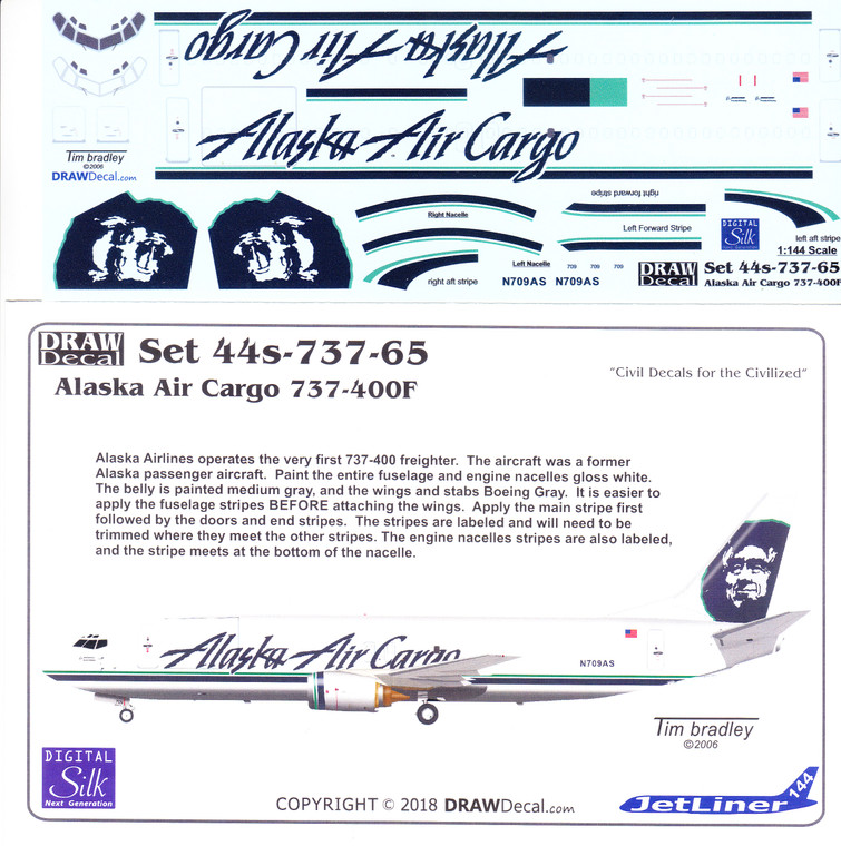 1/144 Scale Decal Alaska Air Cargo 737-400F