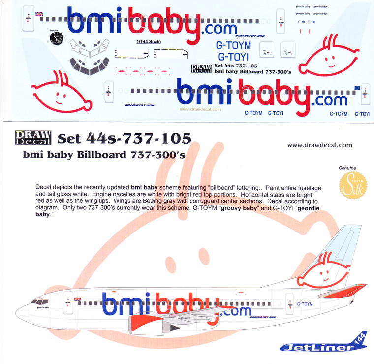 1/144 Scale Decal BMI Baby 737-300