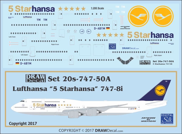 1/144 Scale Decal Lufthansa 747-8i 5 STARHANSA