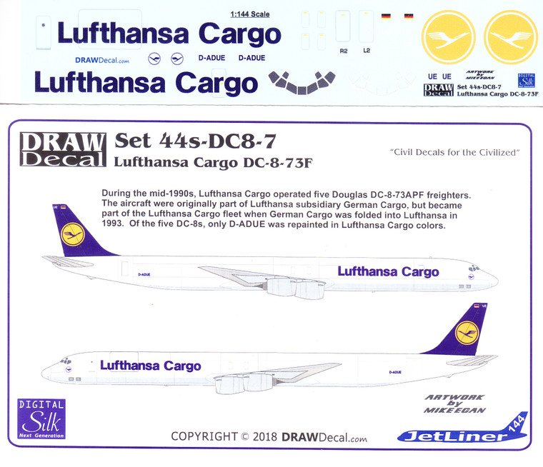 1/144 Scale Decal Lufthansa Cargo DC-8