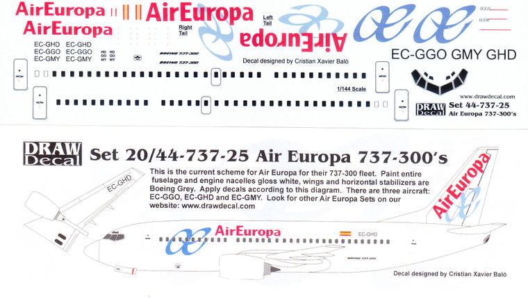 1/144 Scale Decal Air Europa 737-300