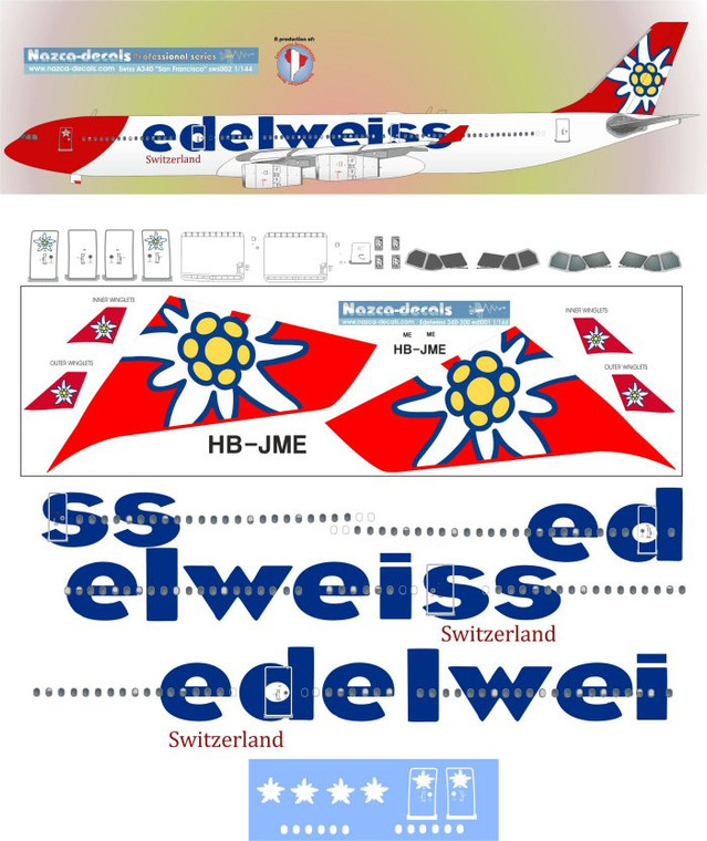 1/144 Scale Decal Edelweiss A-340