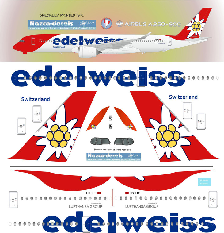 1/144 Scale Decal Edelweiss A350-900