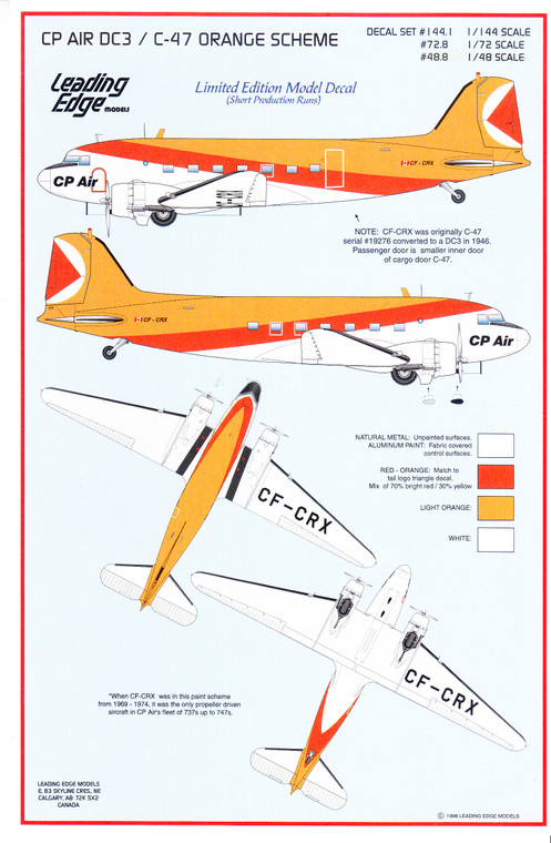 1/48 Scale Decal CP Air DC-3 / C-47