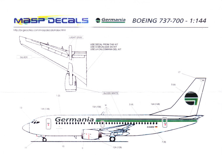 1/144 Scale Decal GERMANIA 737-700