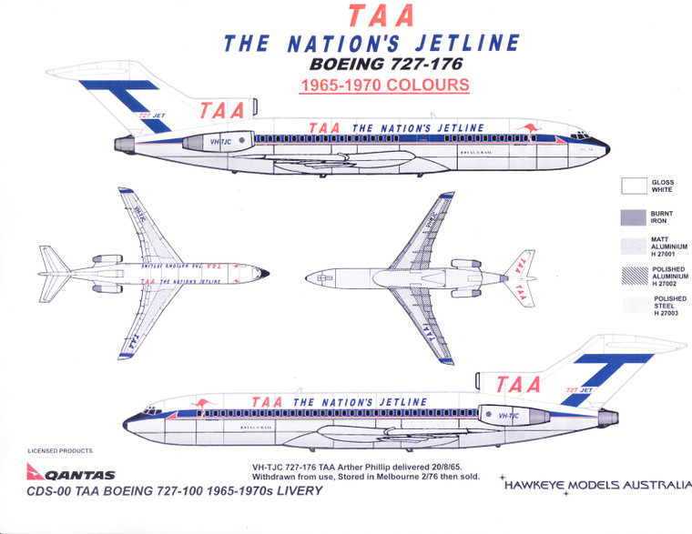 1/144 Scale Decal TAA - Trans Australia Airline 727-100