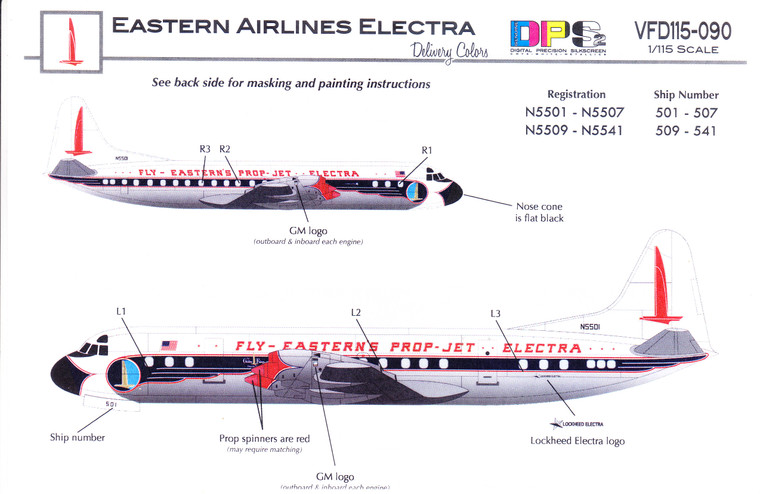 1/115 Scale Decal Eastern Airlines Electra