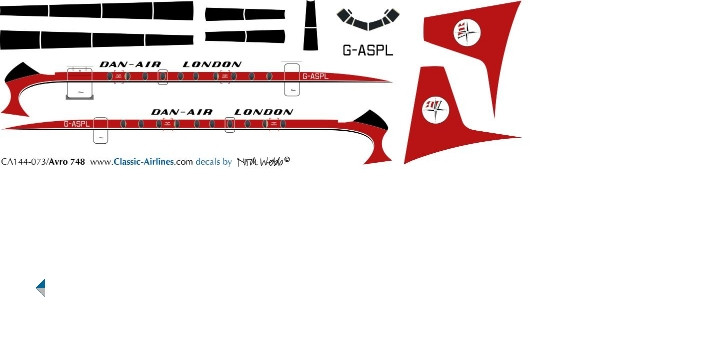 1/144 Scale Decal Dan-Air HS-748 G-ASPL
