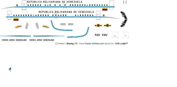 1/144 Scale Decal Venezuelan Air Force 737-200