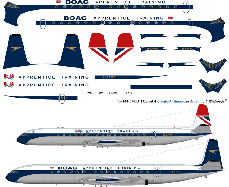 1/144 Scale Decal BOAC Comet 4 Apprentice Training