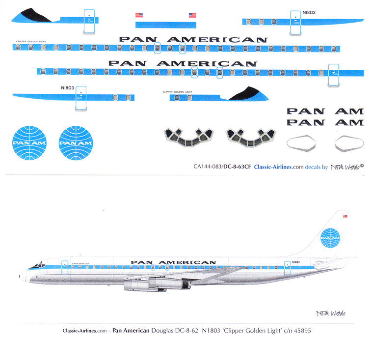 1/144 Scale Decal Pan American DC8-63CF