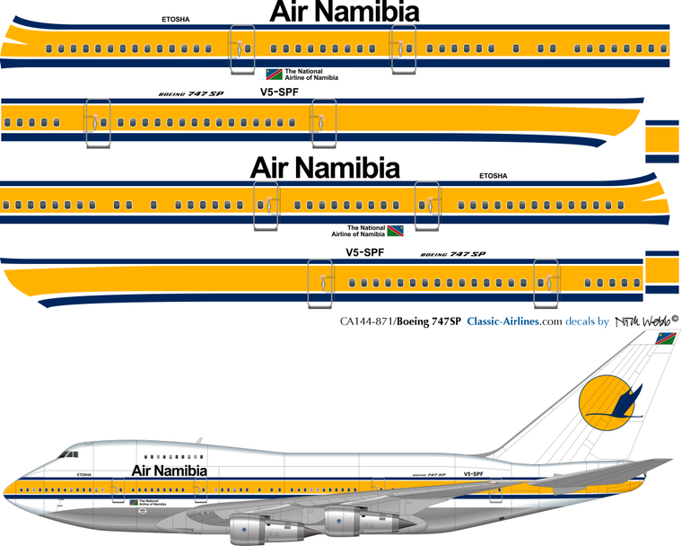 1/144 Scale Decal Air Nambia 747-SP