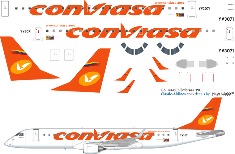 1/144 Scale Decal Conviasa EMB-190