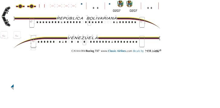 1/144 Scale Decal Republica Venezuela 737-200