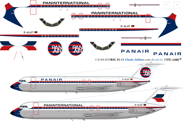 1/144 Scale Decal Paninternational BAC-111