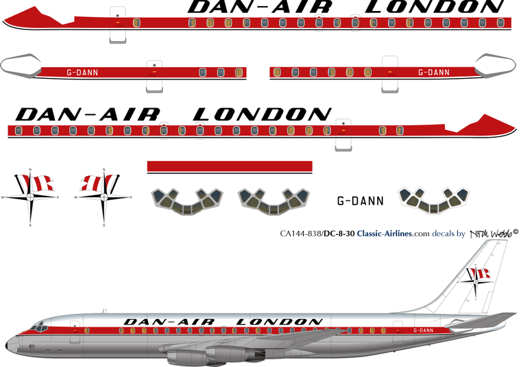 1/144 Scale Decal Dan-Air London DC8-30