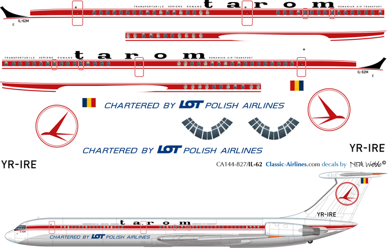 1/144 Scale Decal Tarom / LOT IL-62