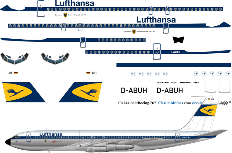 1/144 Scale Decal Lufthansa 707 2nd Experimental