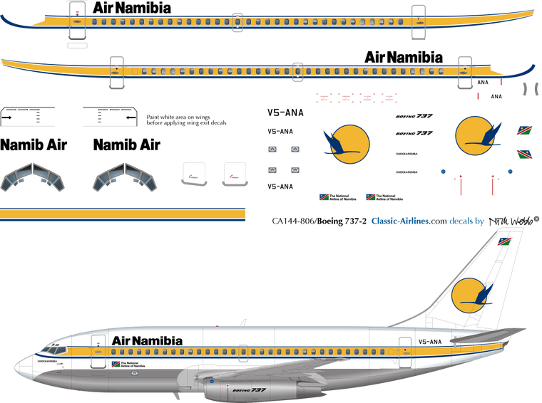 1/144 Scale Decal Air Nambia 737-200