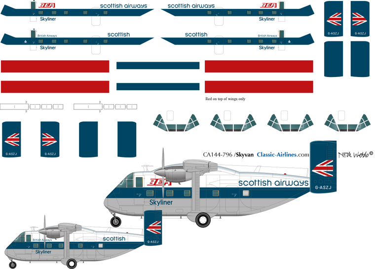 1/144 Scale Decal British Airways / BEA / Scotttish Airways Skyvan