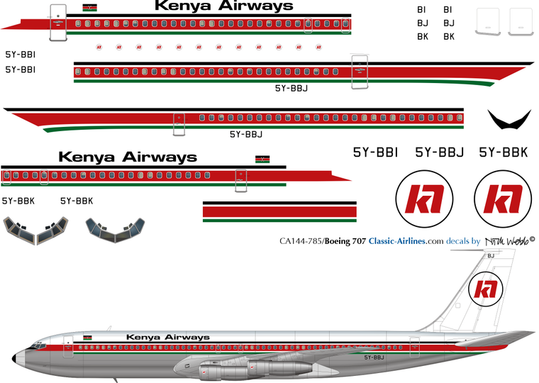 1/144 Scale Decal Kenya Airways 707