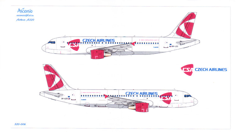 1/144 Scale Decal Czech Airlines A-320