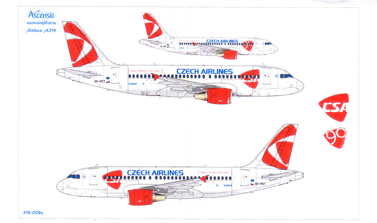 1/144 Scale Decal Czech Airlines A-319